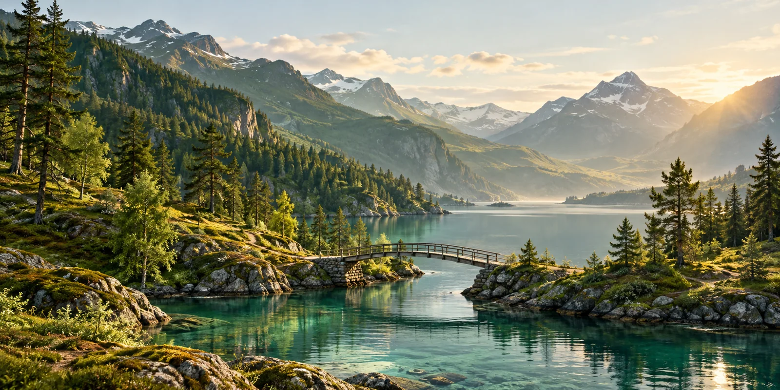 Norskbro-landskap i sommer.